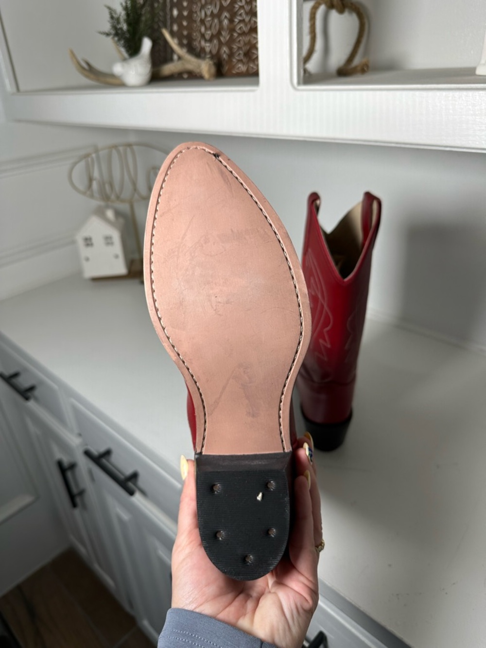 **SOLD**Shyanne Red Leather Cowboy Boots Mens 7D Womens 8 8.5 Western Statement - Picture 8 of 9